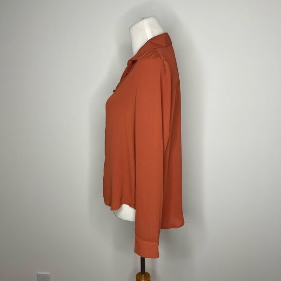 Forever 21- Rust Button Down Long Sleeve Blouse - Picture 2 of 3